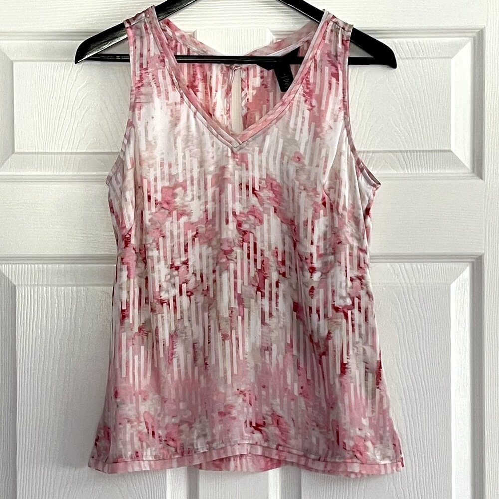 WHBM White House Black Market pink sleeveless silky shell top size S NWT